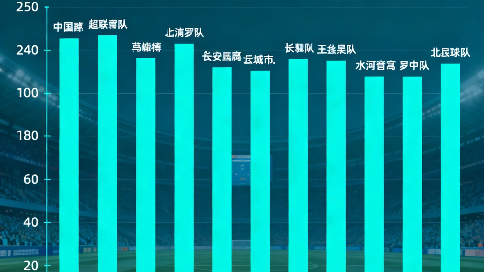 2025中超联赛半程积分榜数据图表，用柱状图展示各队积分对比，背景是中国足球超级联赛的官方标志